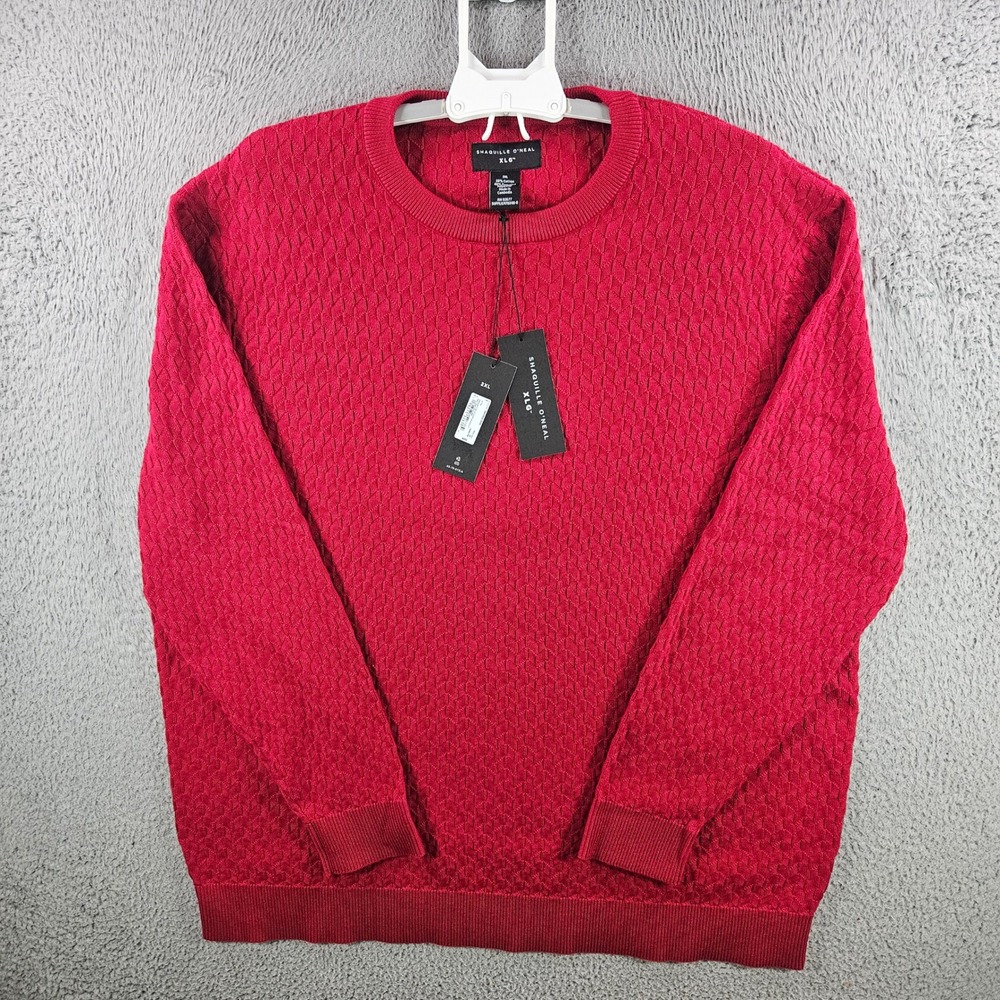Shaquille‎ O'Neal XLG Mens 2XL Rumba Red Textured Knit Crew Neck Sweater New NWT